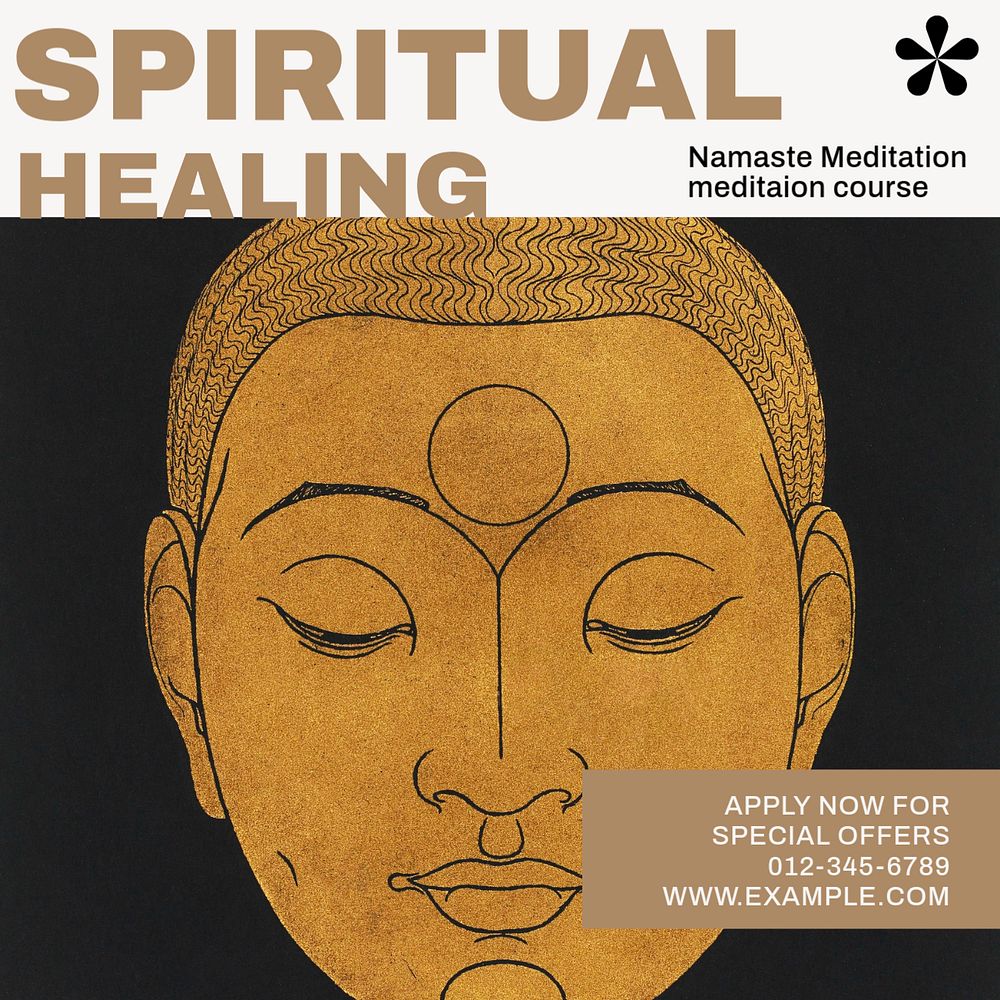 Spiritual healing Instagram post template, editable design