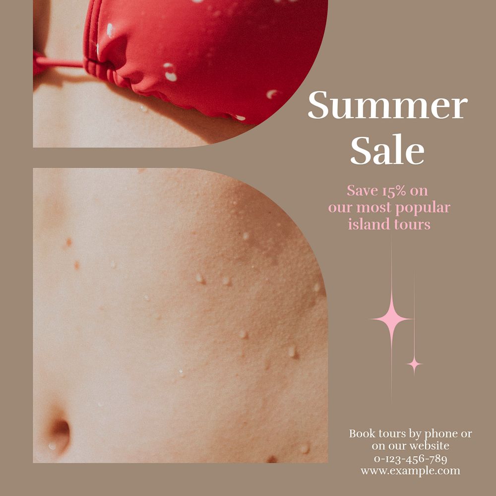 Summer sale Instagram post template, editable design