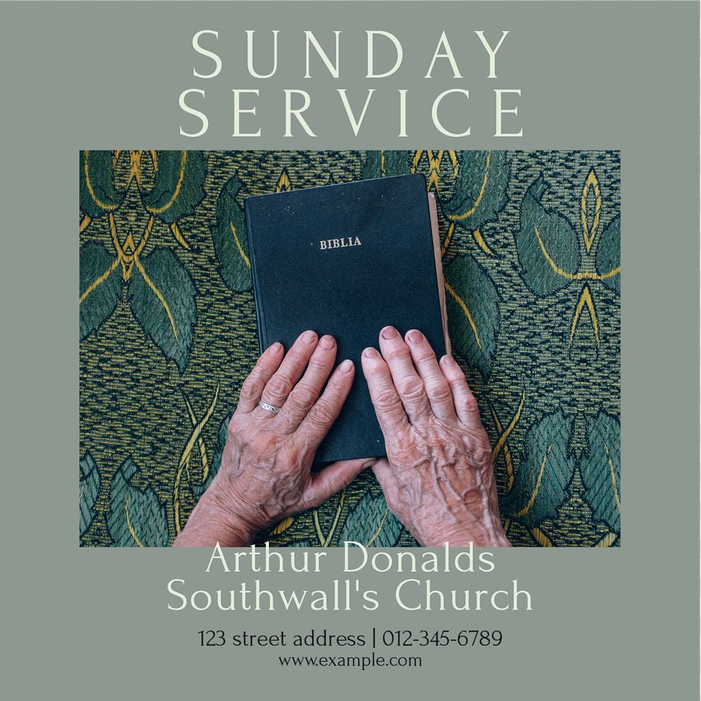 Sunday service Instagram post template, editable design