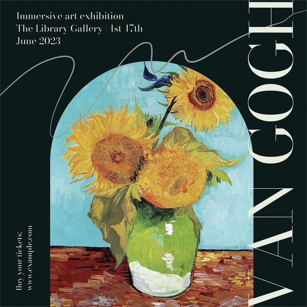 Van Gogh exhibition Instagram post template, editable design