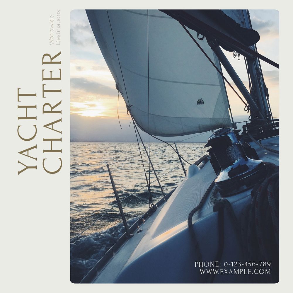 Yacht charter Instagram post template, editable design