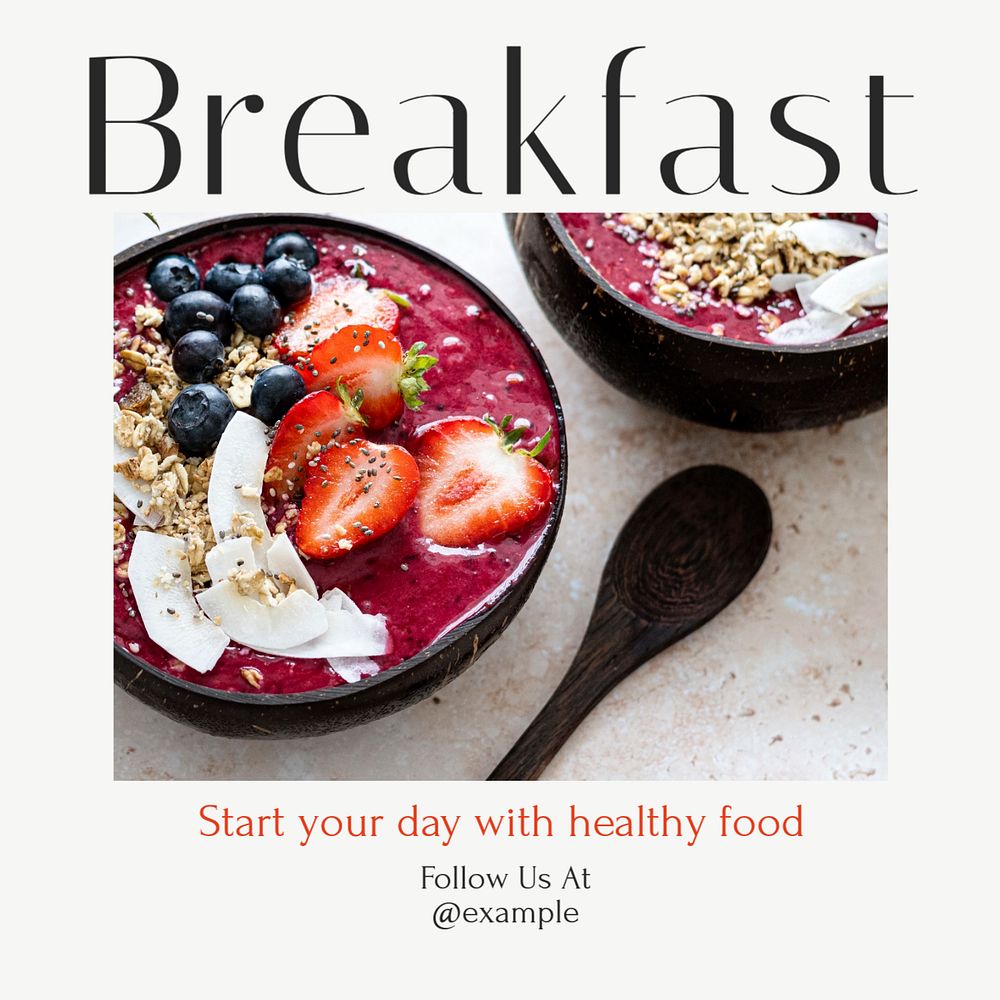 Breakfast Instagram post template, editable design