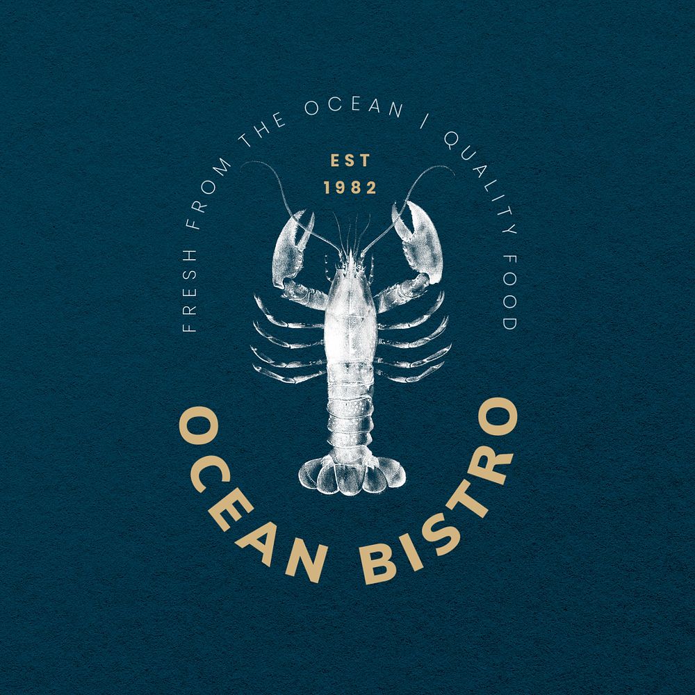 Seafood restaurant editable logo template, lobster illustration