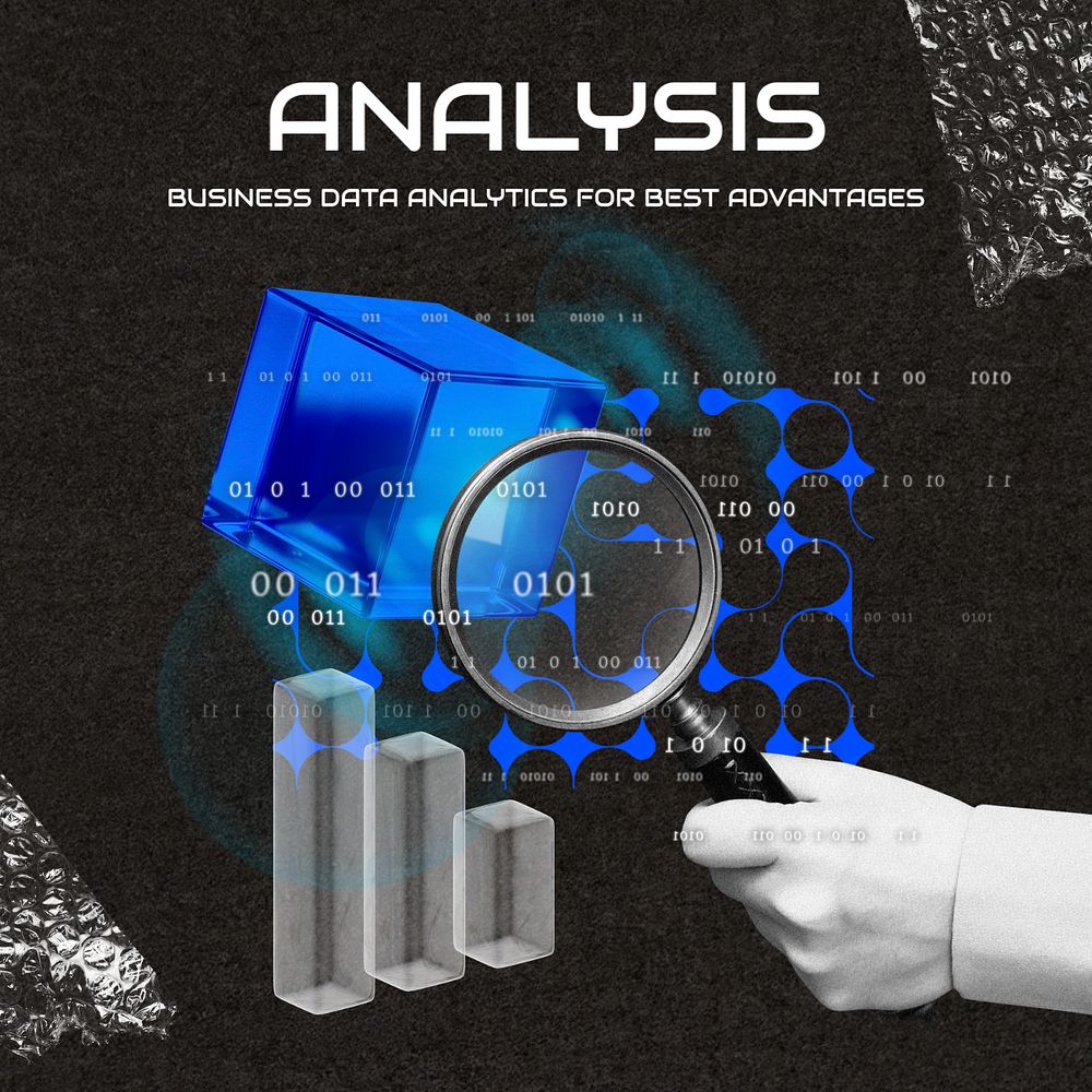 Data analysis Facebook post template, editable retro future design