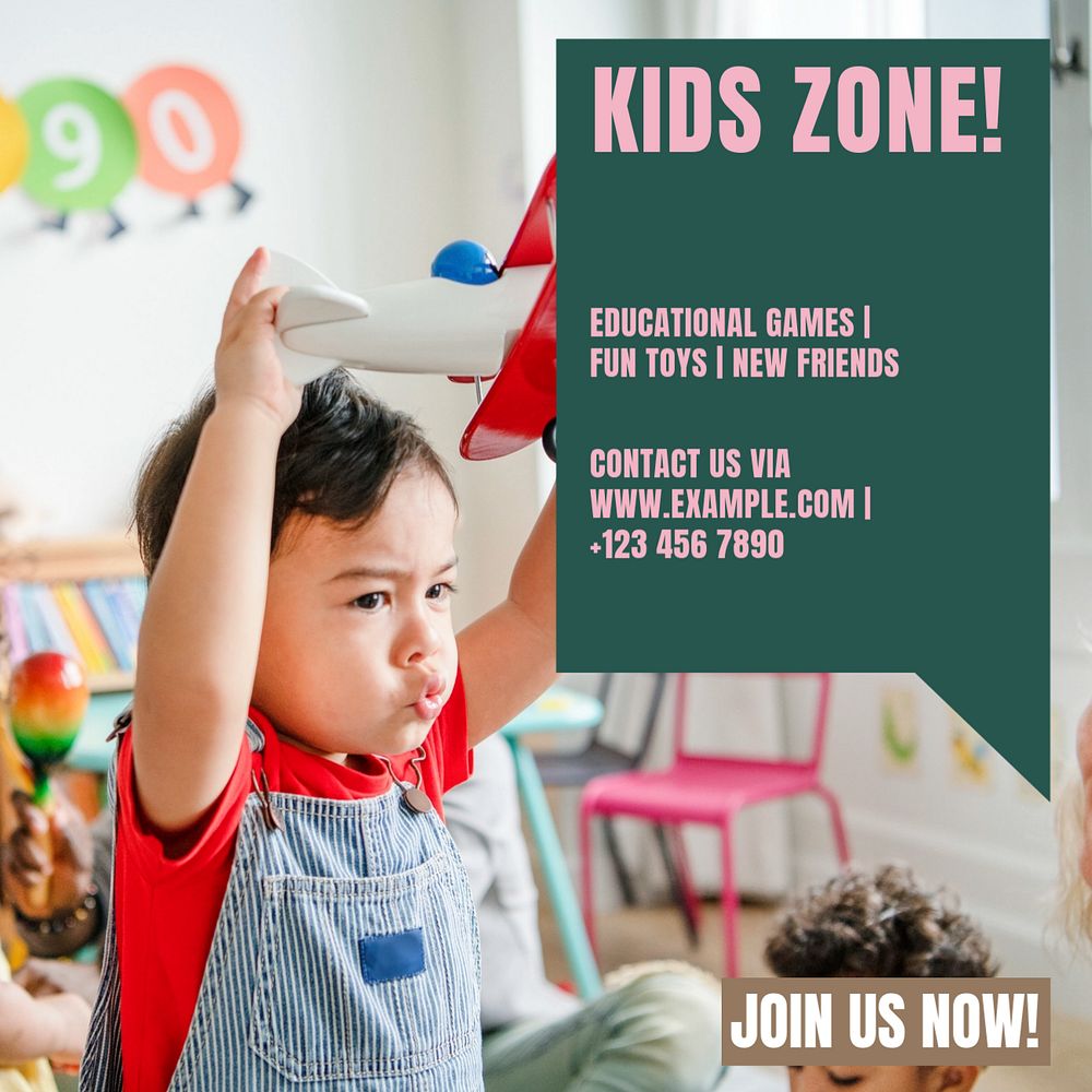 Kids zone Instagram ad template, editable text