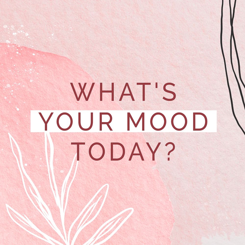 Today's mood Instagram post template, editable watercolor design