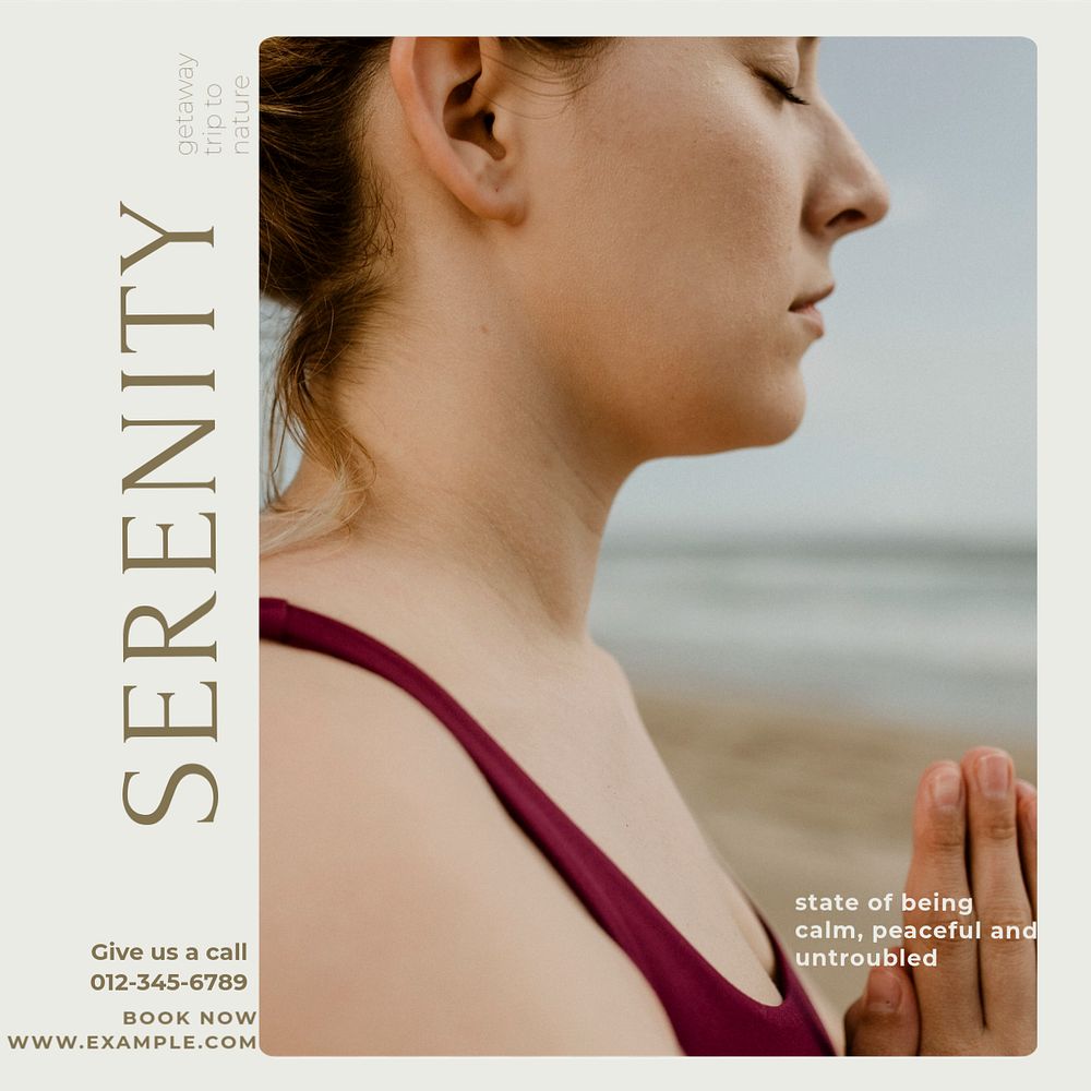 Serenity trip Instagram ad template, editable text