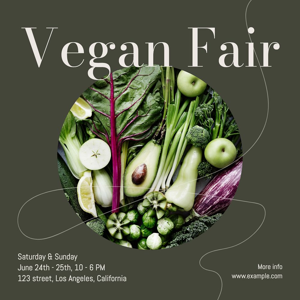 Vegan fair Instagram ad template, editable text