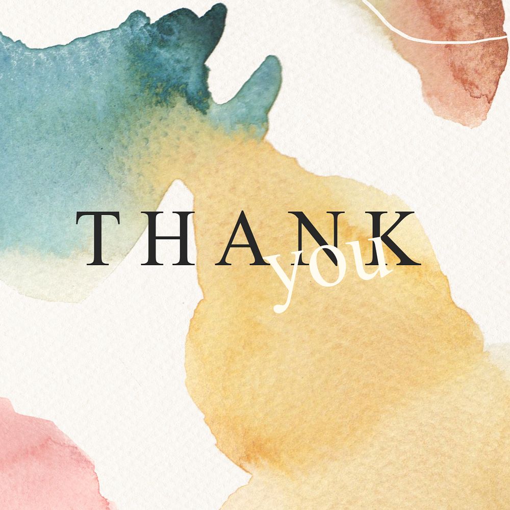 Thank you Instagram post template, editable watercolor design