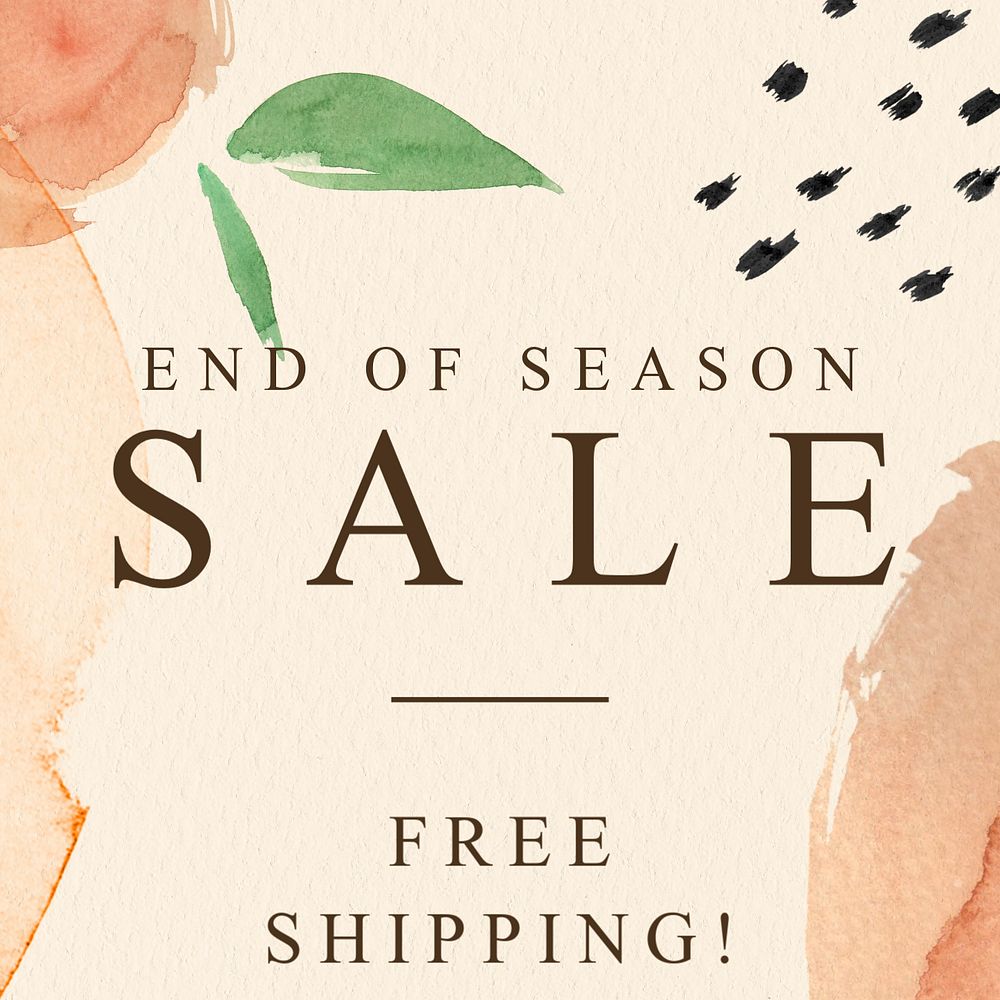 Season sale Instagram post template, editable watercolor design