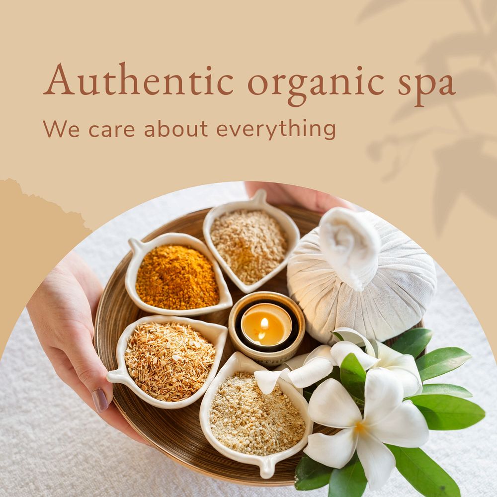 Organic spa Instagram post template, wellness business 