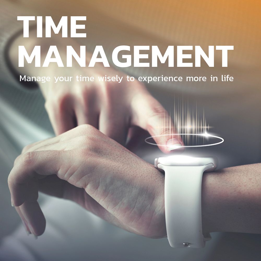 Time management Instagram post template, editable technology design