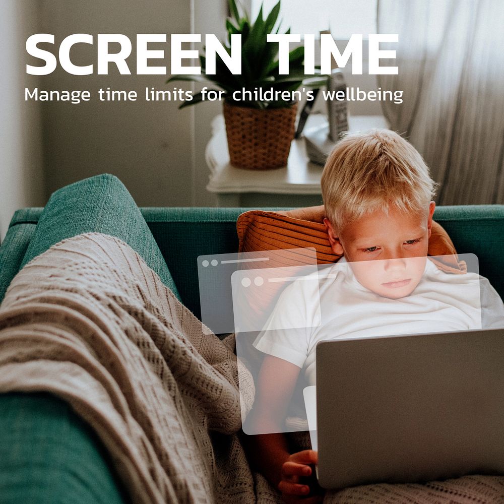 Screen time Instagram post template, editable technology design