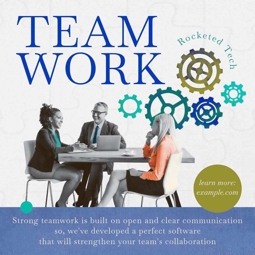 Teamwork instagram post, editable social media template