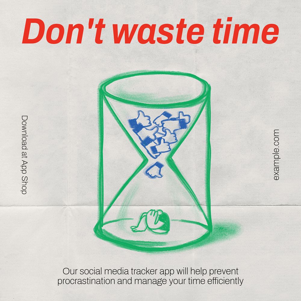 Don't waste time  template for Instagram post, editable design