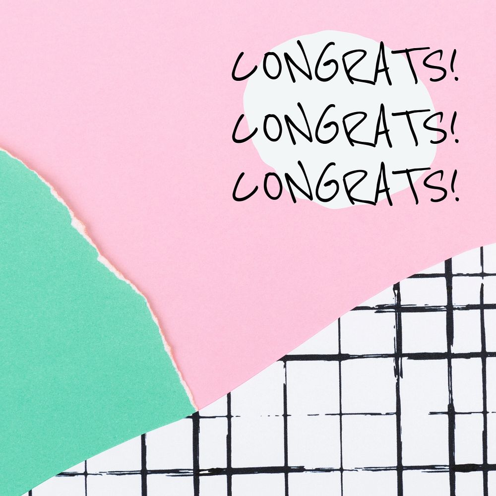 Cute congrats Facebook post template, editable paper collage design