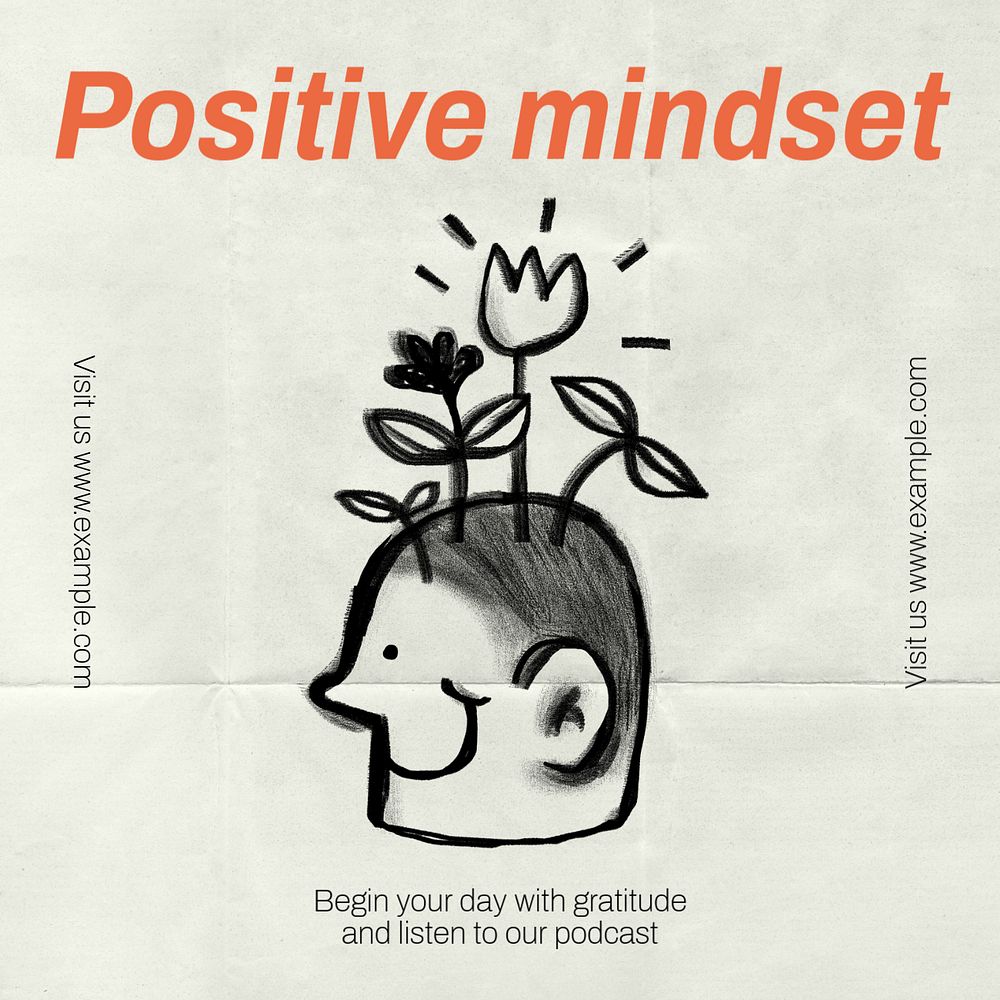 Positive mindset Instagram post template, editable design