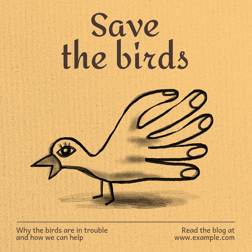 Save birds Instagram post template, editable design