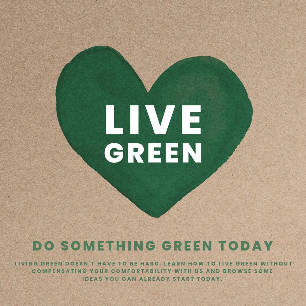 Live green Instagram post template, editable text