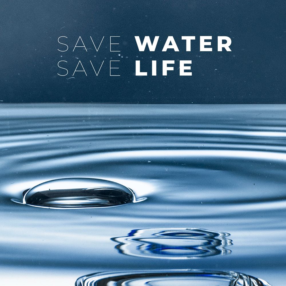 Save water Instagram post template, editable text