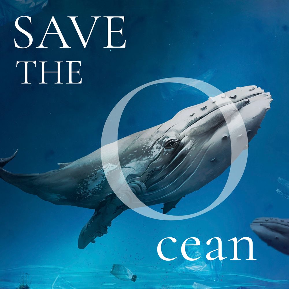 Save ocean Instagram post template, editable text