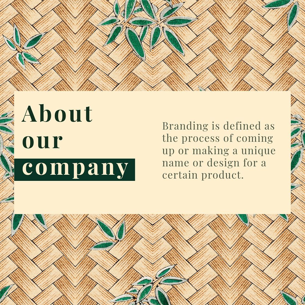 About company Instagram post template, editable Japanese style