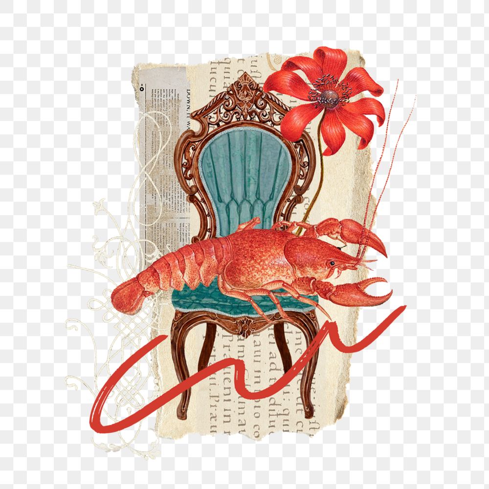 King crayfish ephemera sticker, customizable design elements