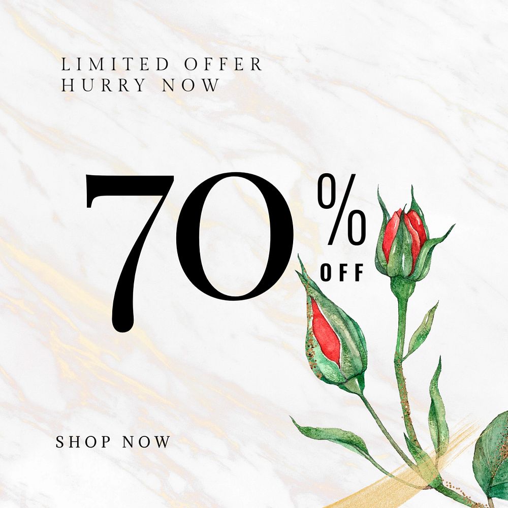 Botanical sale Facebook ad template, rose design 