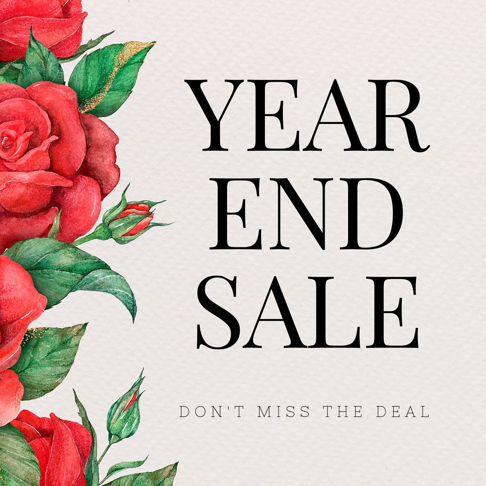 Botanical sale Instagram ad template, rose design 