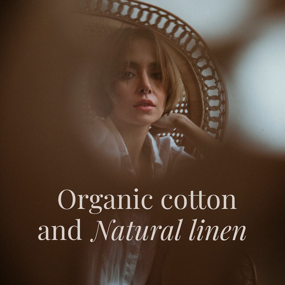 Organic cotton Instagram post template, customizable text