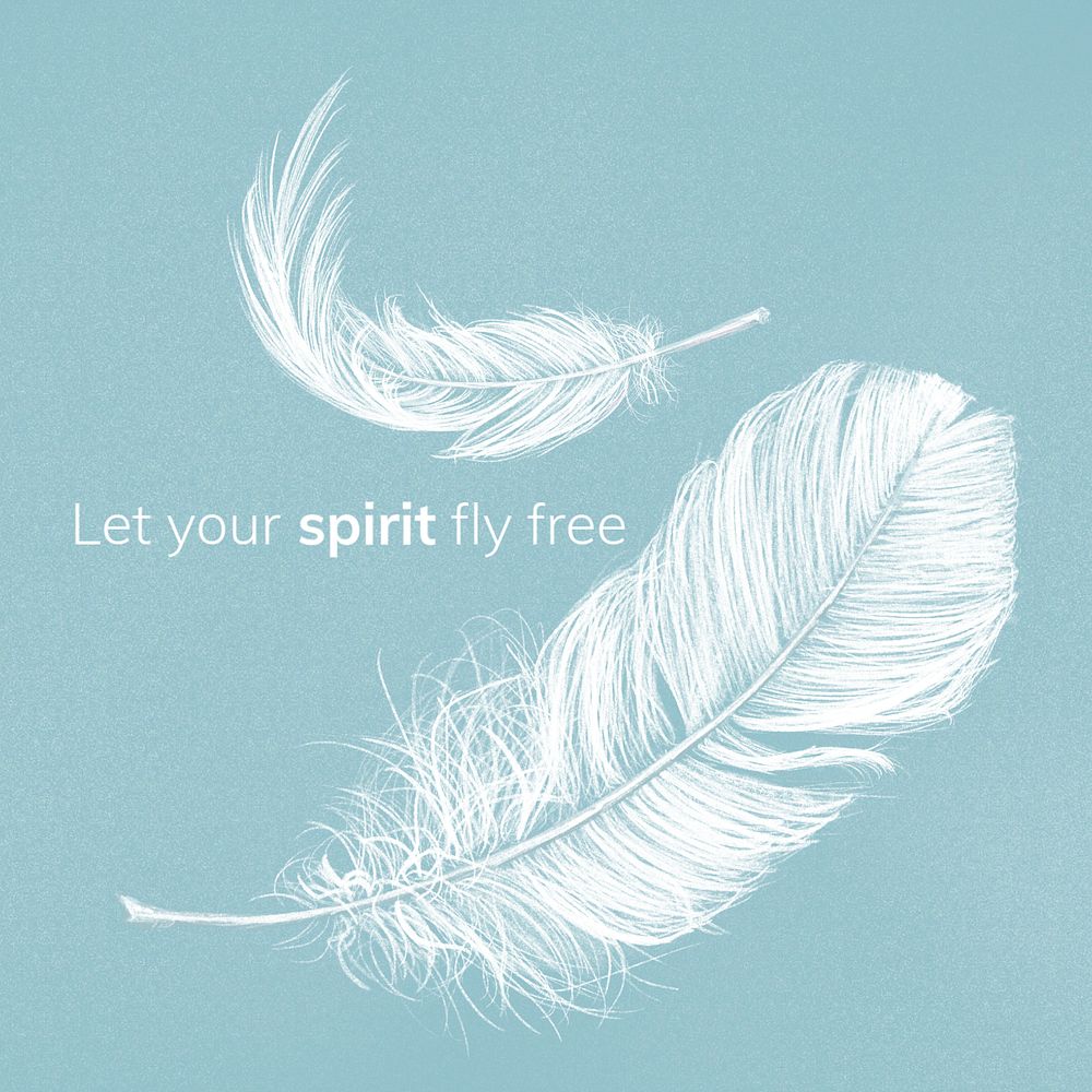 Motivational quote Facebook post template, feather design