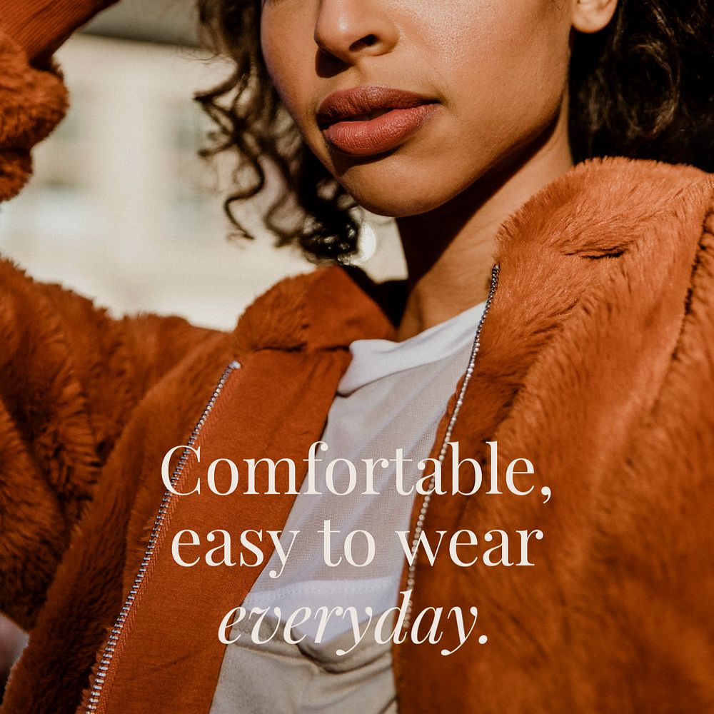 Comfortable fashion Instagram post template, customizable text