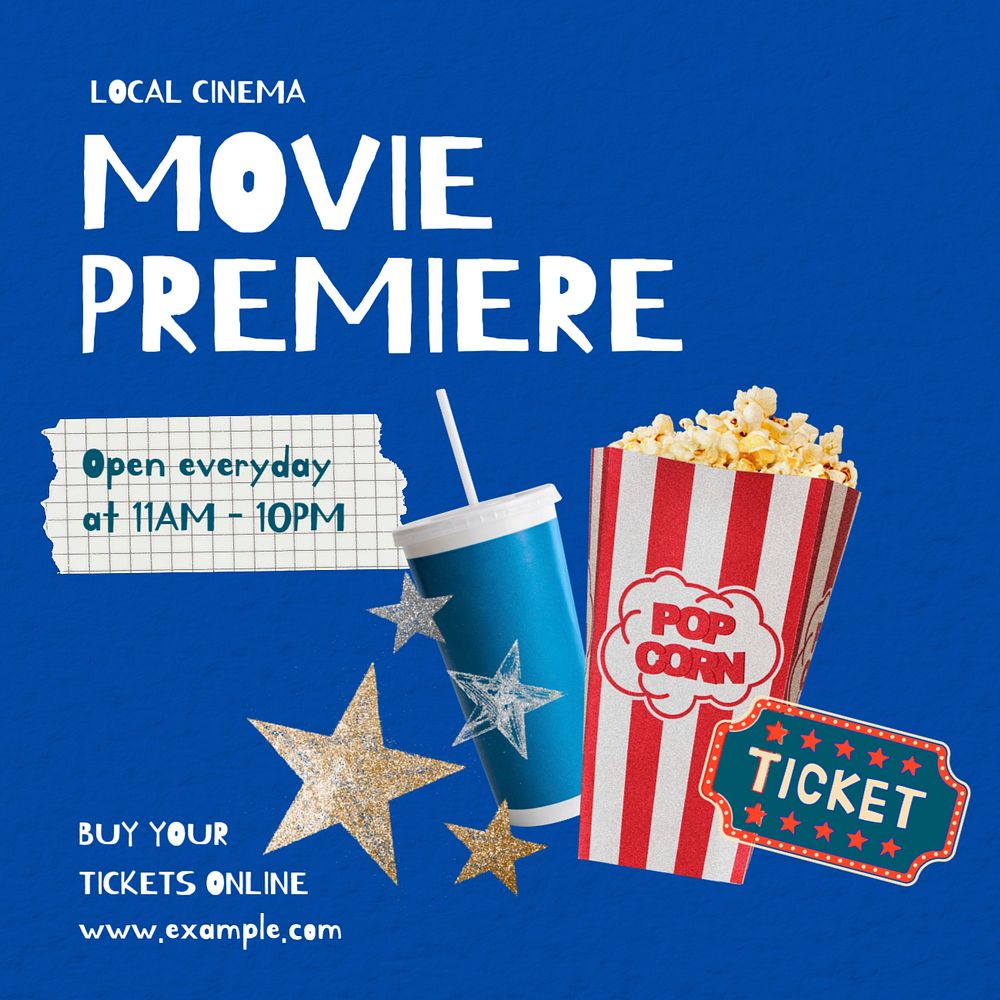 Movie premiere Instagram ad template, editable collage remix design