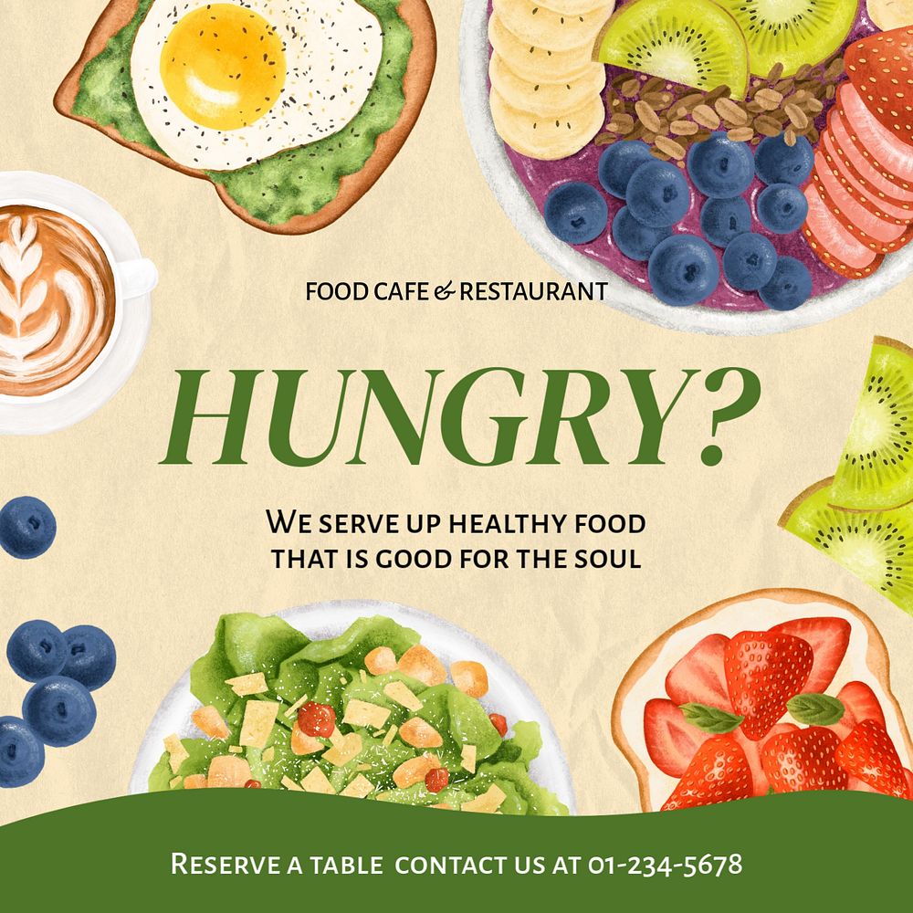 Healthy food Instagram post template, editable design