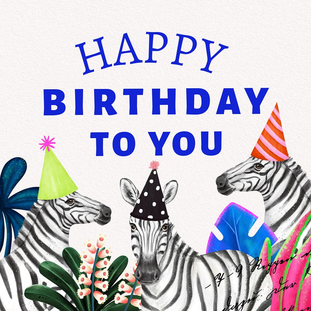 Birthday wish Facebook post template, editable hand-drawn nature