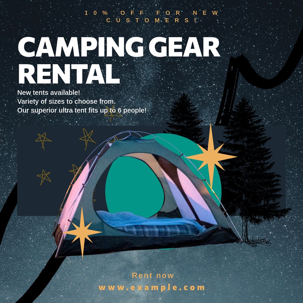 Tent shop Instagram post template, editable collage remix design