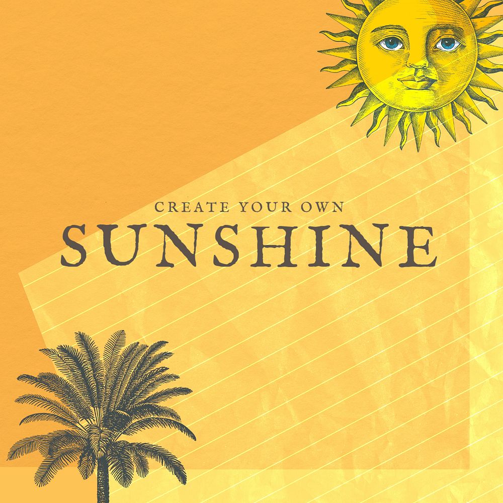 Whimsical sun Instagram post template, editable design, remixed from public domain artworks