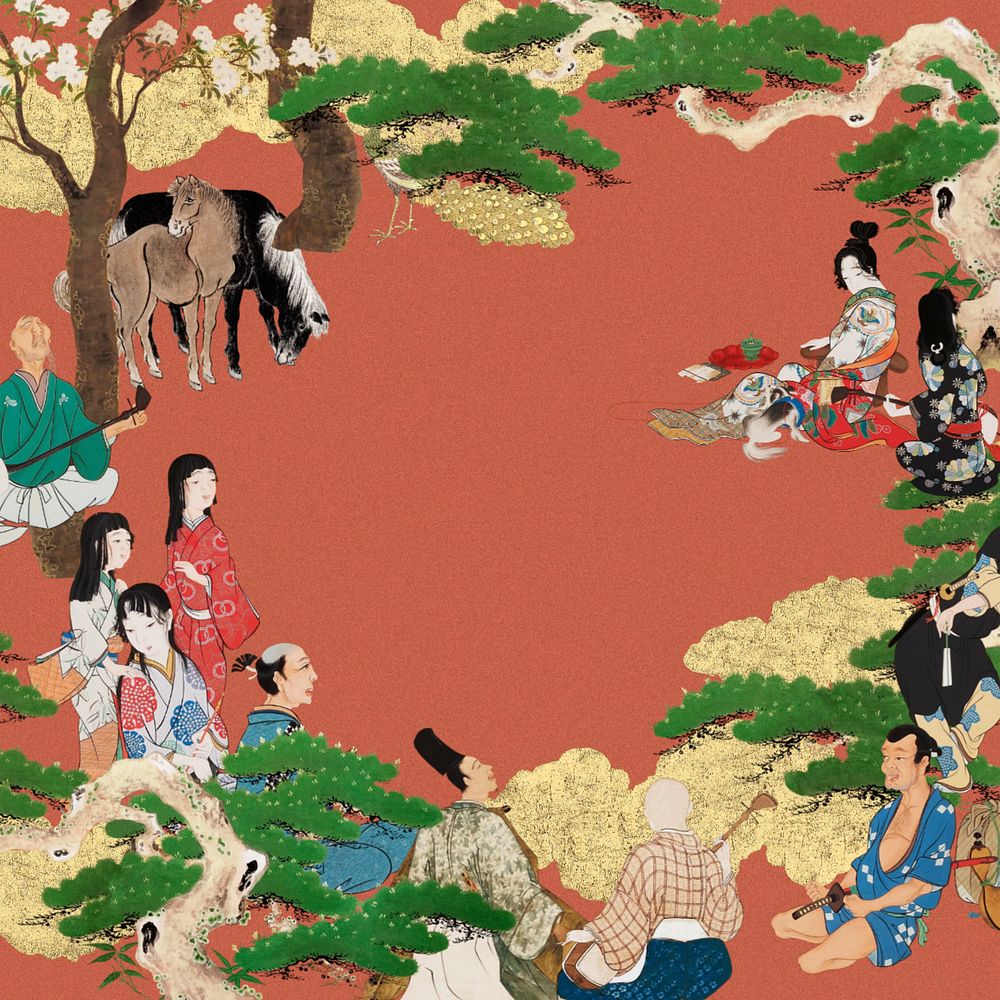 Customizable vintage Japanese lifestyle, ukiyo-e remix