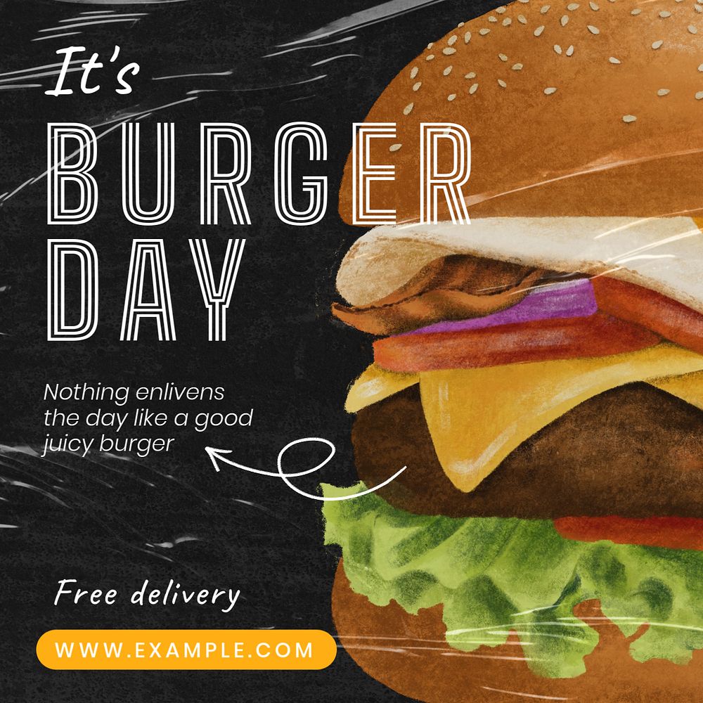 Burger day Instagram post template, editable design