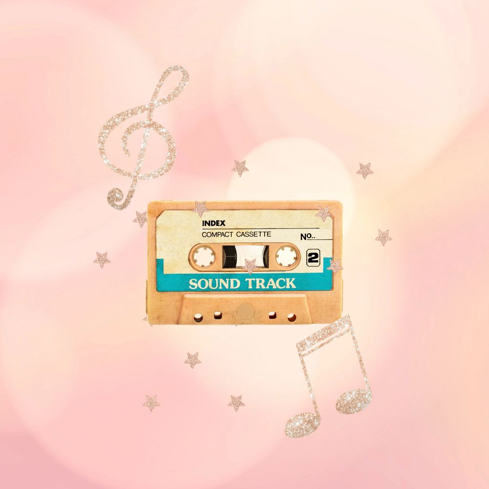 Pink retro music background, bokeh design