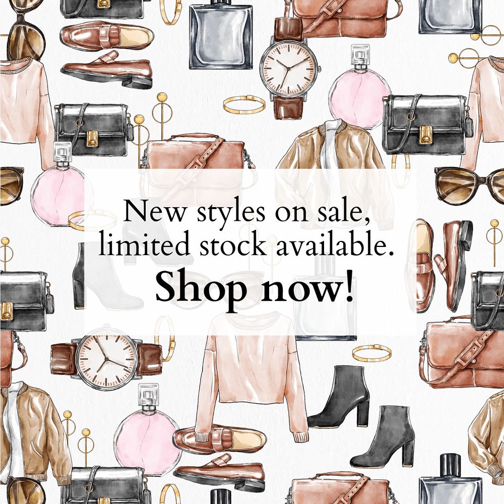 Fashion and shopping, editable post template for social media