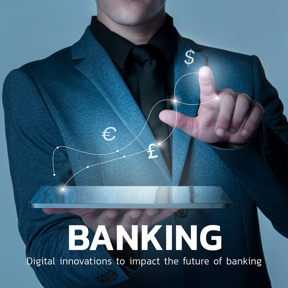 Banking Facebook ad template, customizable financial technology design