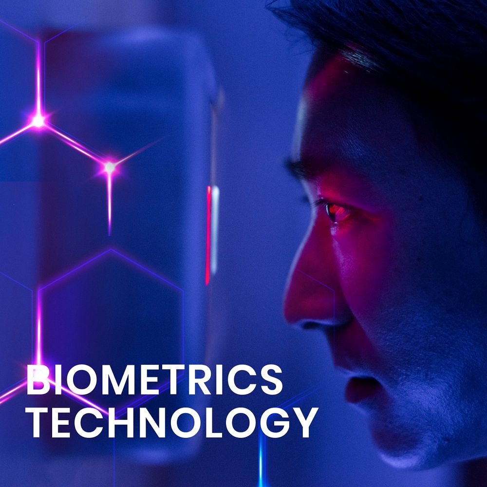 Biometrics security Instagram post template, editable advanced technology