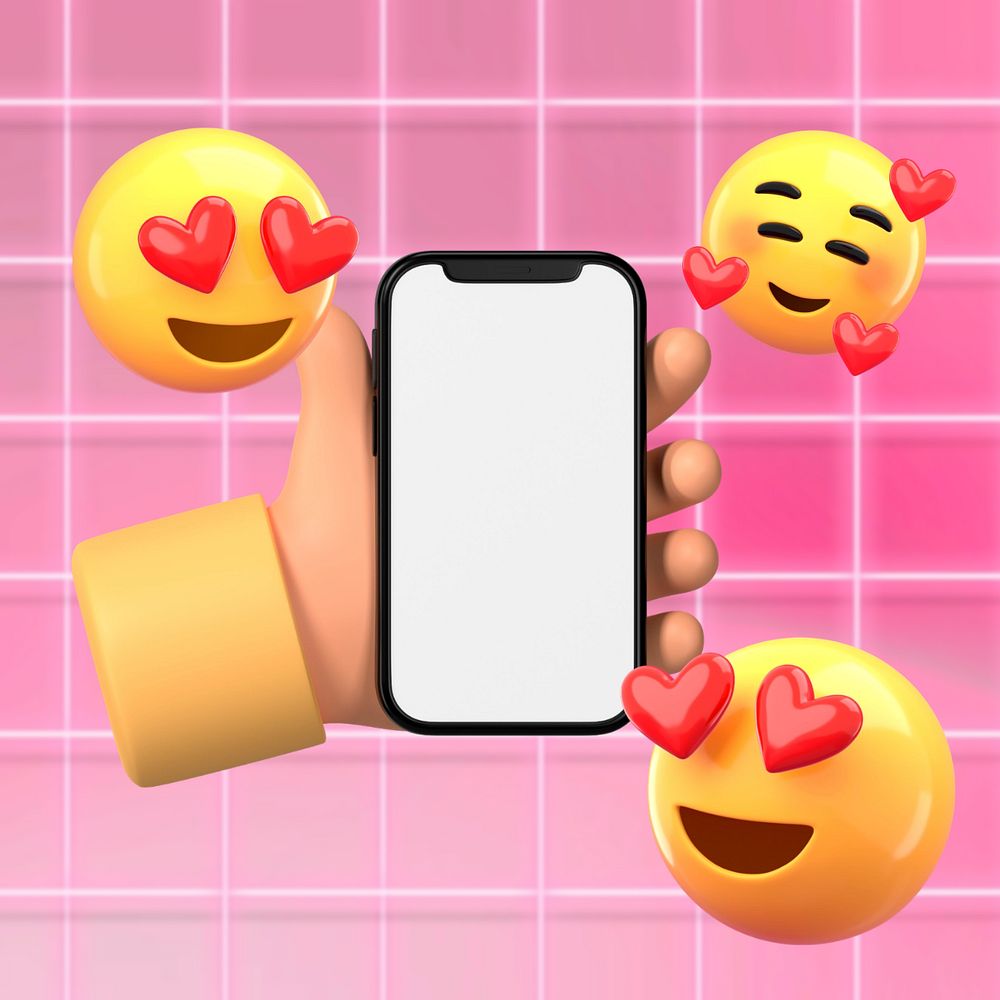 3D emoticon illustration, social media engagement