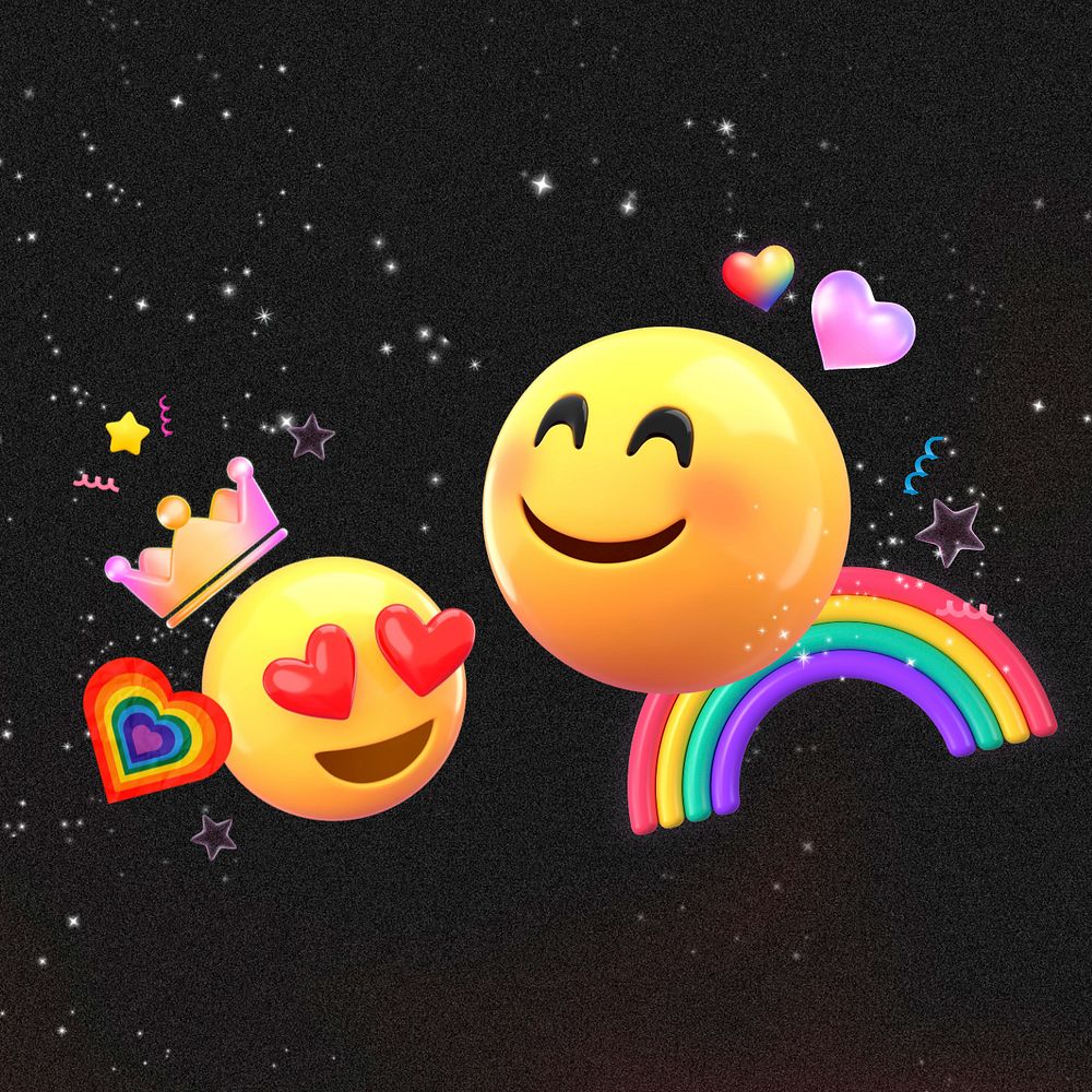 LGBTQ love 3D emoticon, pride month design