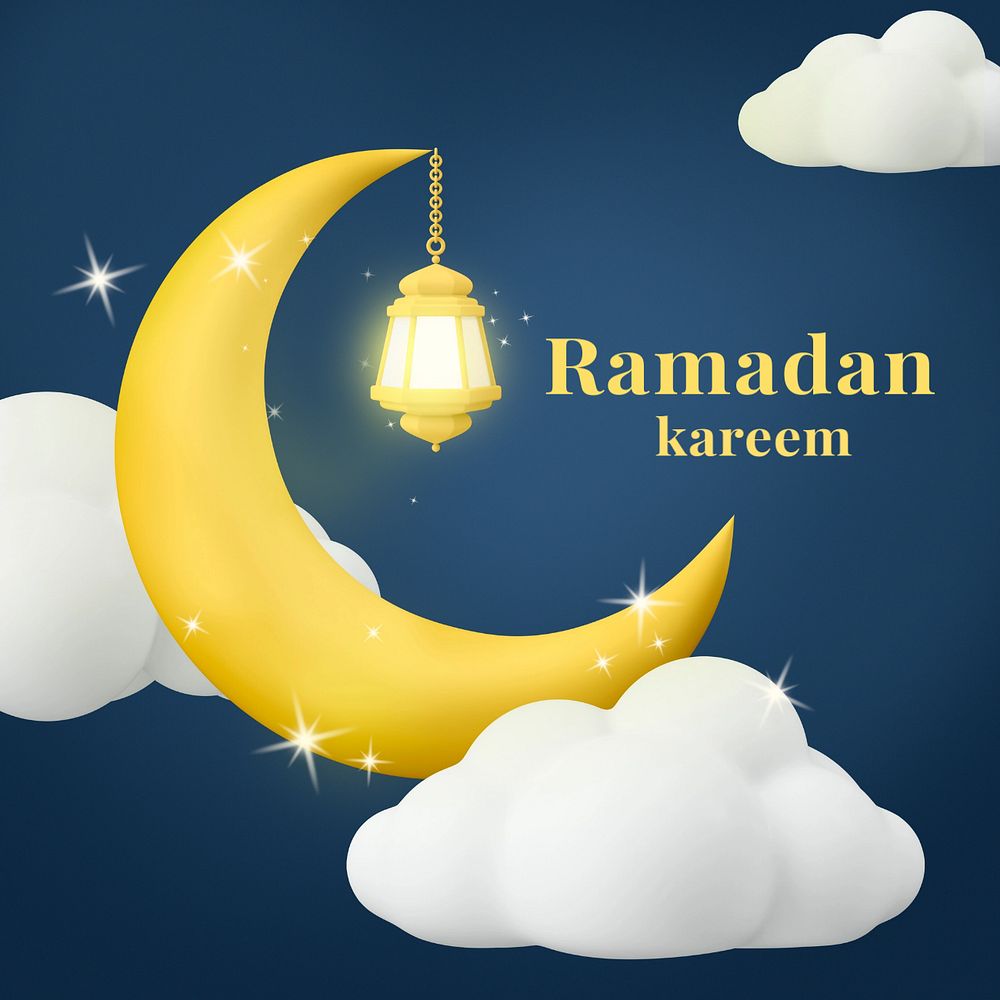 Ramadan kareem Instagram post template, 3D editable design