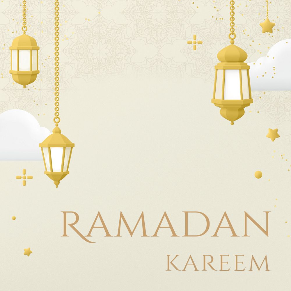 Ramadan kareem Instagram post template, 3D editable design