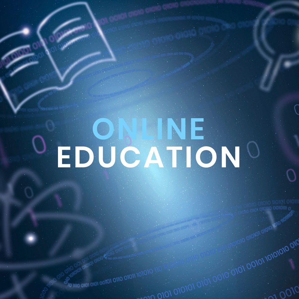 Digital education Instagram post template, editable dark blue design