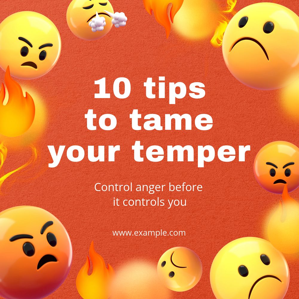 Angry emoticons Instagram post template, editable design