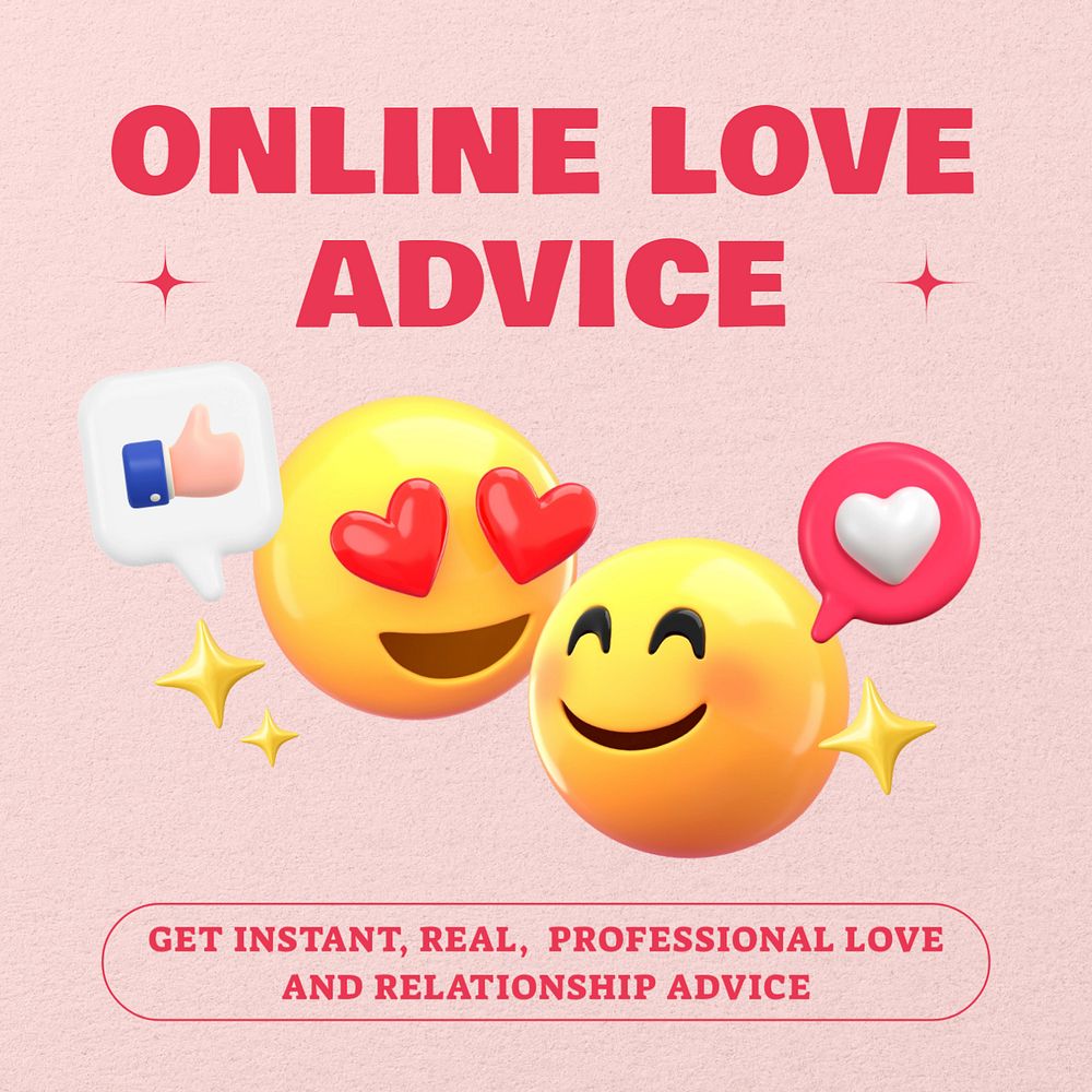 Love advice Instagram post template, editable design